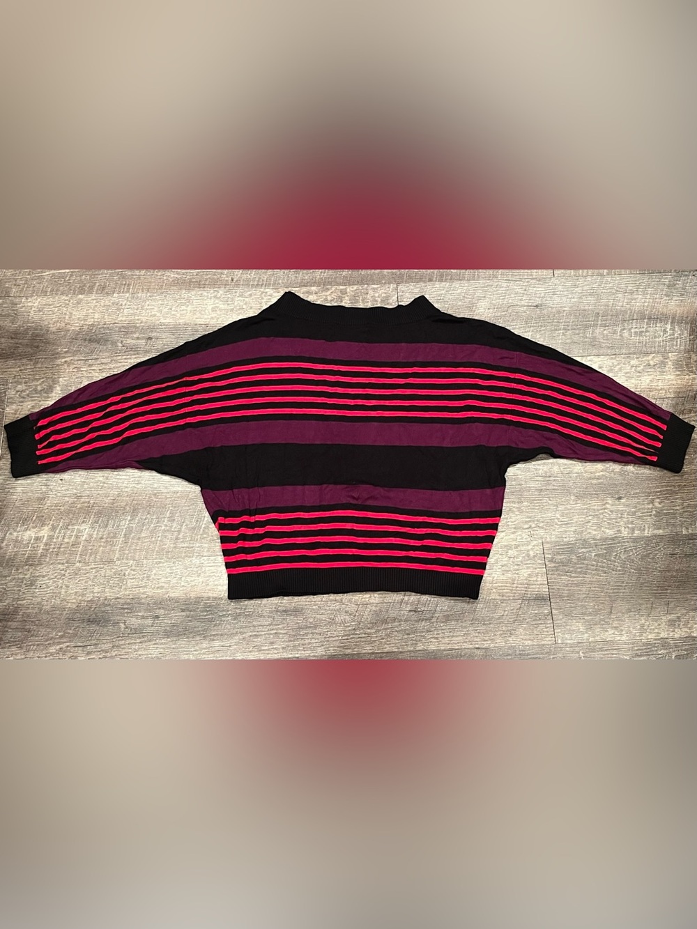 International Concepts Striped Batwing Top